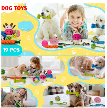 19-Piece Puppy Chew & Teething Toy Set for Small and Medium Dogs
