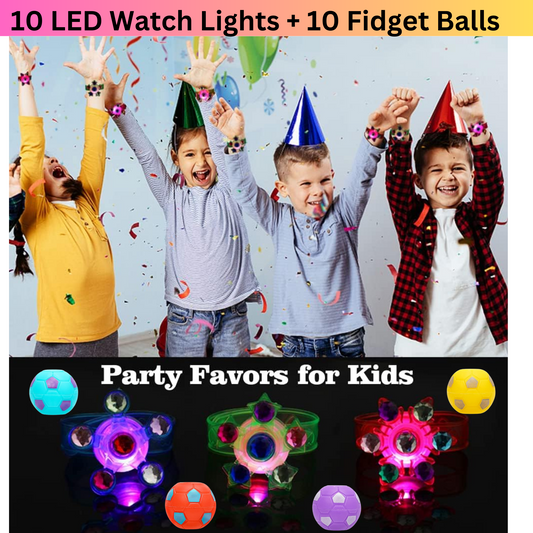 20 Pack Party Favours for Kids, LED Fidget Spinner Bracelets & Soccer Balls