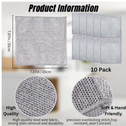10-Piece Non-Scratch Wire Dishcloth Set for Kitchen, Pots & Braai Grills