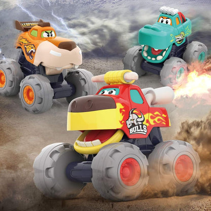Friction-Powered Monster Truck Toys for Toddlers – Red & Orange