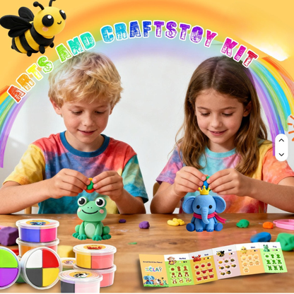 Kids Air-Dry Modelling Clay Kit with 12 Animal Themes & Sculpting Tools