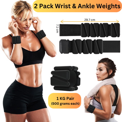 2-Piece Adjustable Wrist & Ankle Weight Set, 500 g Each