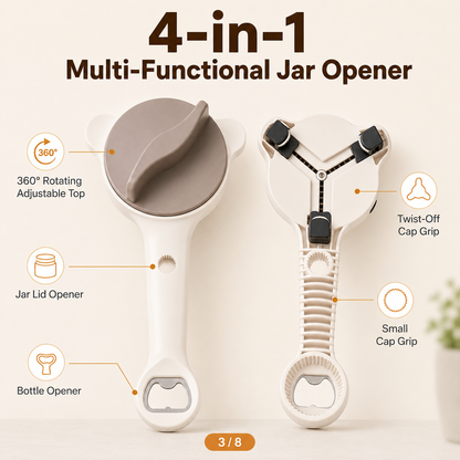4-in-1 Stainless Steel Jar Opener for Seniors & Arthritic Hands