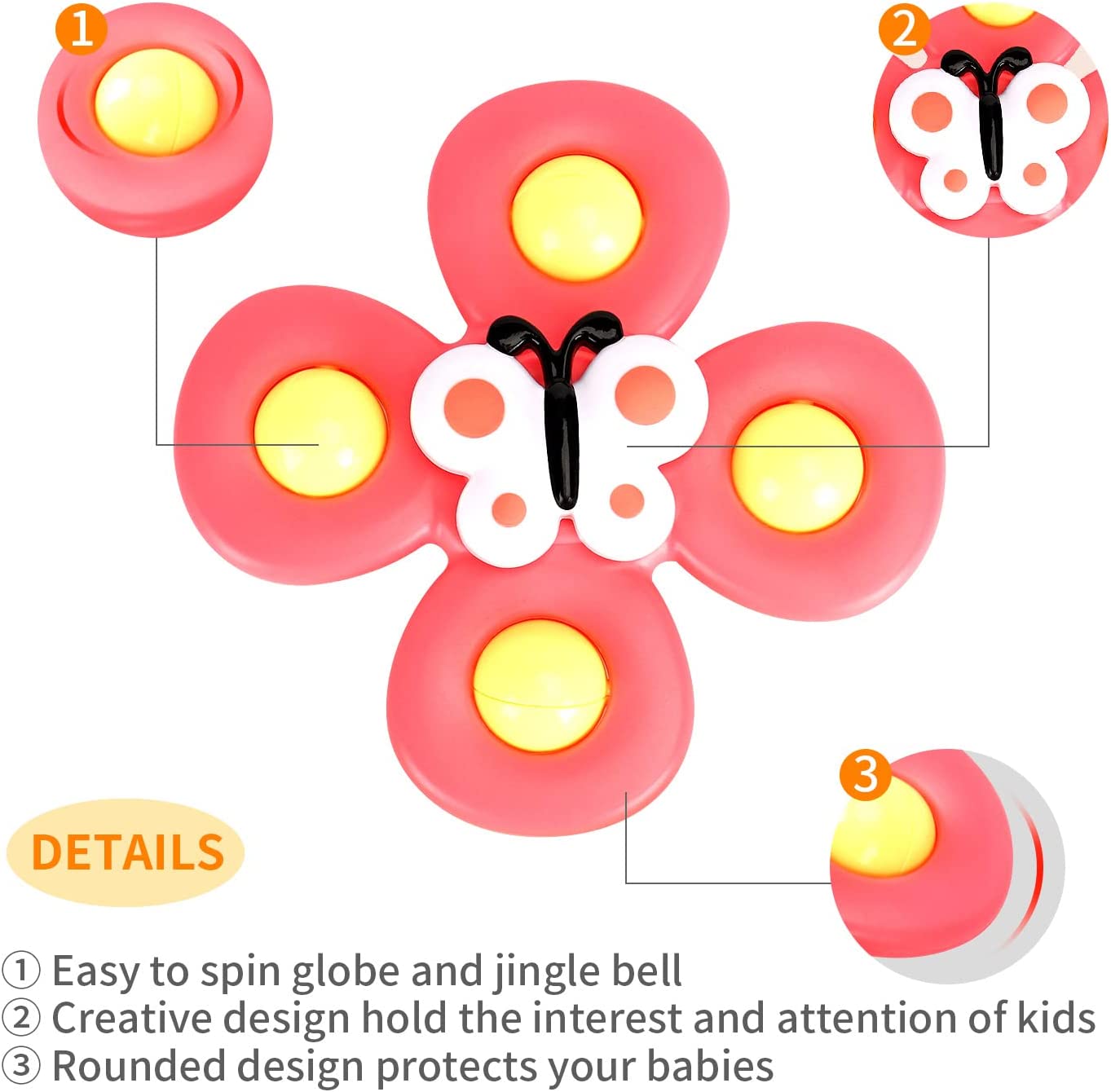 Suction Cup Spinner Toy For Babies & Toddlers - 3 Piece