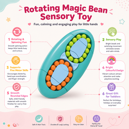 Rotating Magic Bean Cube Sensory Fidget Activity Toy for Kids