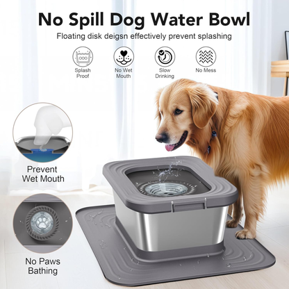 10 L Stainless Steel Dog Water Bowl with Non-Slip Silicone Mat