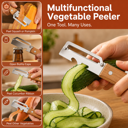 2-Pack Stainless Steel Vegetable Peelers with Bottle Opener