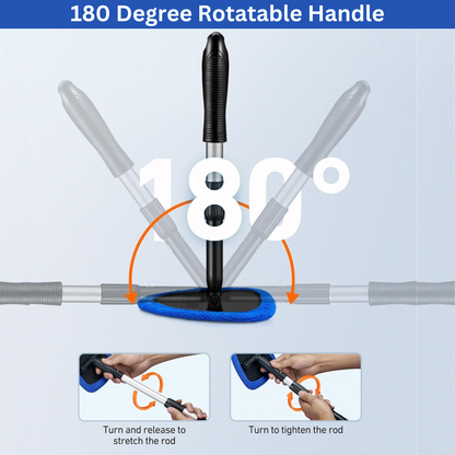 Extendable Car Windscreen Cleaning Tool with Spray Bottle & 4 Pads
