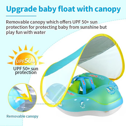 Inflatable Baby Pool Float with Sun Canopy – Green