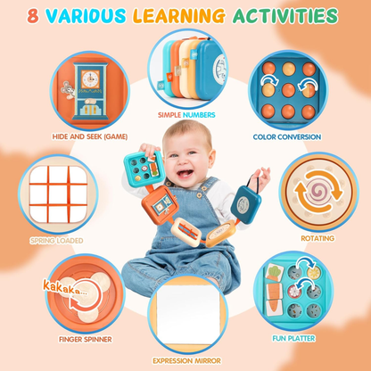 2-in-1 Montessori Busy Board & Apple Threading Travel Toy for Toddlers