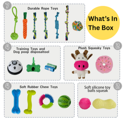 19-Piece Puppy Chew & Teething Toy Set for Small and Medium Dogs