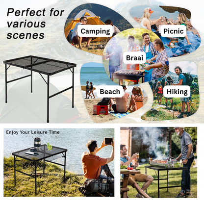 Foldable Portable Camping & Braai Grill Table for Beach and Hiking