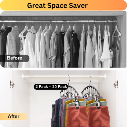 2-Pack Leggings & Trousers Hangers with 20 Clips – Black