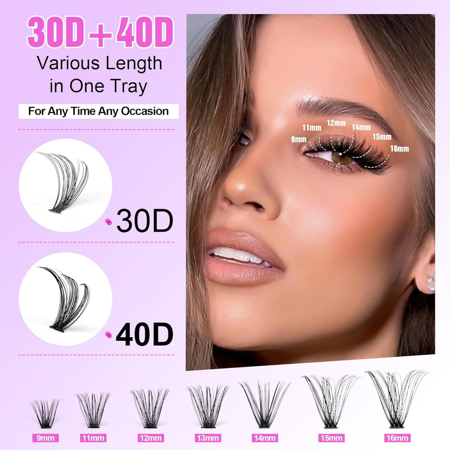 280 Pcs 30D and 40D Lash Extension Kit DIY, False Lash Cluster with Bond and Seal and Tweezer