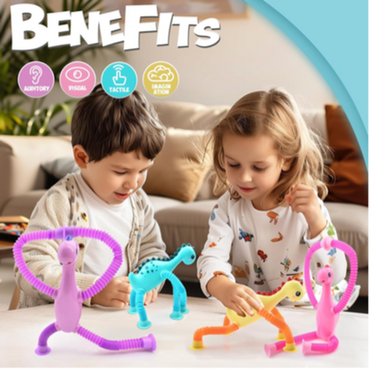 8-Piece Telescopic Suction Cup Sensory Toys: Dinosaurs & Giraffes