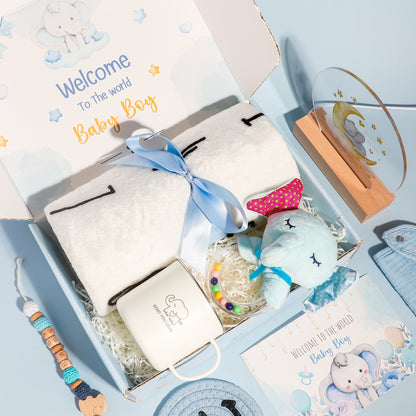 10-Piece Newborn Baby Gift Set & Baby Shower Hamper – Blue