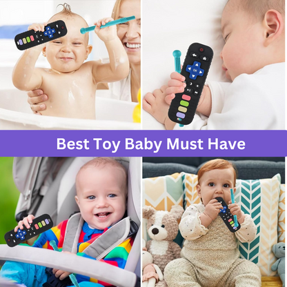 Silicone TV Remote Baby Teether Set with 3 Teething Tubes