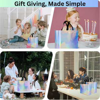 15 Reusable Iridescent Gift Bags with 100 White Tissue Paper Sheets