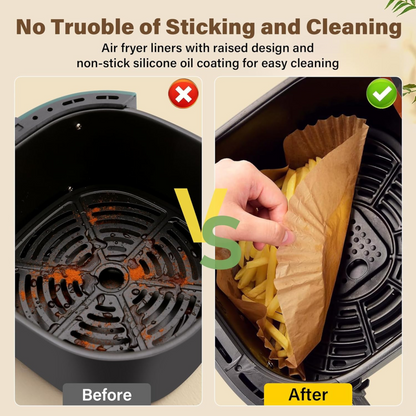 200 Disposable Air Fryer Liners with 12 Reusable Silicone Baking Cups