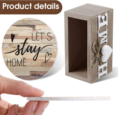 7-Piece Wooden Drink Coaster Set with Storage Holder