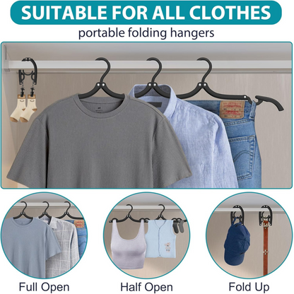5-Pack Foldable Travel Hangers with Clips for Clothes