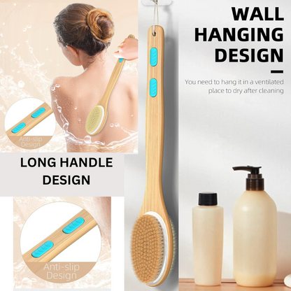 3-Piece Body Brush & Back Scrubber Set for Wet and Dry Shower Use
