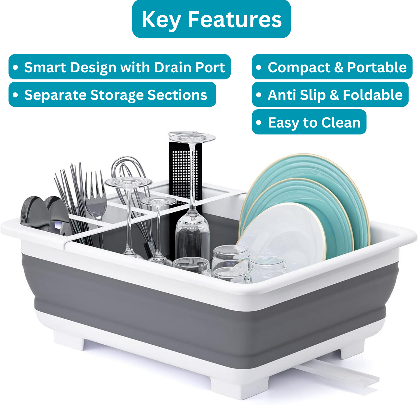 Collapsible Dish Drying Rack, Portable Dish Drainer for Camping & Kitchen