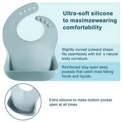 9-Piece Silicone Baby Feeding Set: 3 Bibs & 6 Spoons