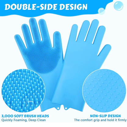 2-Piece Pet Hair Remover & Grooming Glove Set for Dogs and Cats