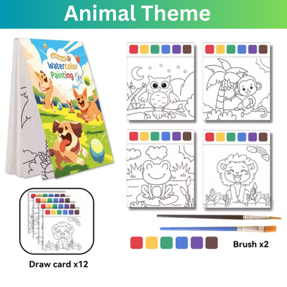 3-Pack Reusable Magic Water Colouring Books with 6 Brushes