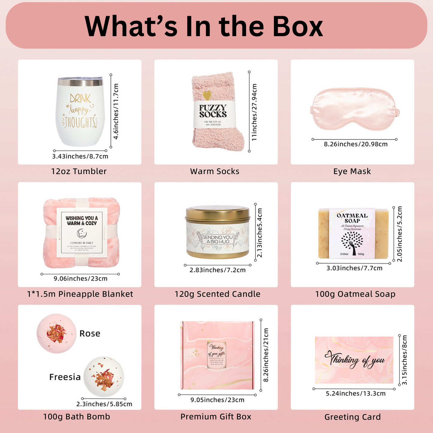 Luxury Pink Relaxation Spa Gift Set - 10 Piece Self-Care Package for Women
