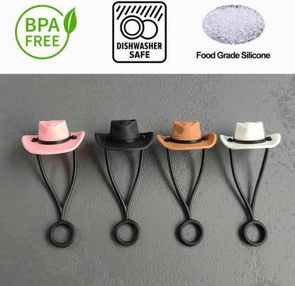4-Pack Cowboy Hat Silicone Straw Covers for 30/40 oz Tumblers
