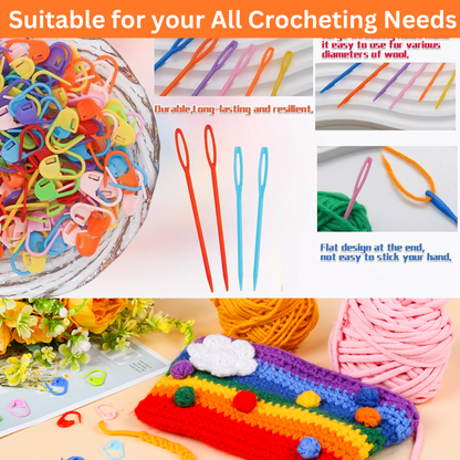 300-Piece Knitting Stitch Marker Set with 6 Yarn Needles