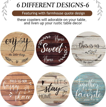 7-Piece Wooden Drink Coaster Set with Storage Holder