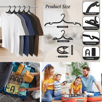 5-Pack Foldable Travel Hangers with Clips for Clothes