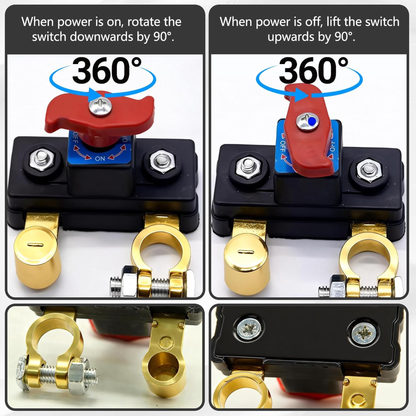 2-Pack 12V/24V Car Battery Disconnect Switches for Car, Boat & RV