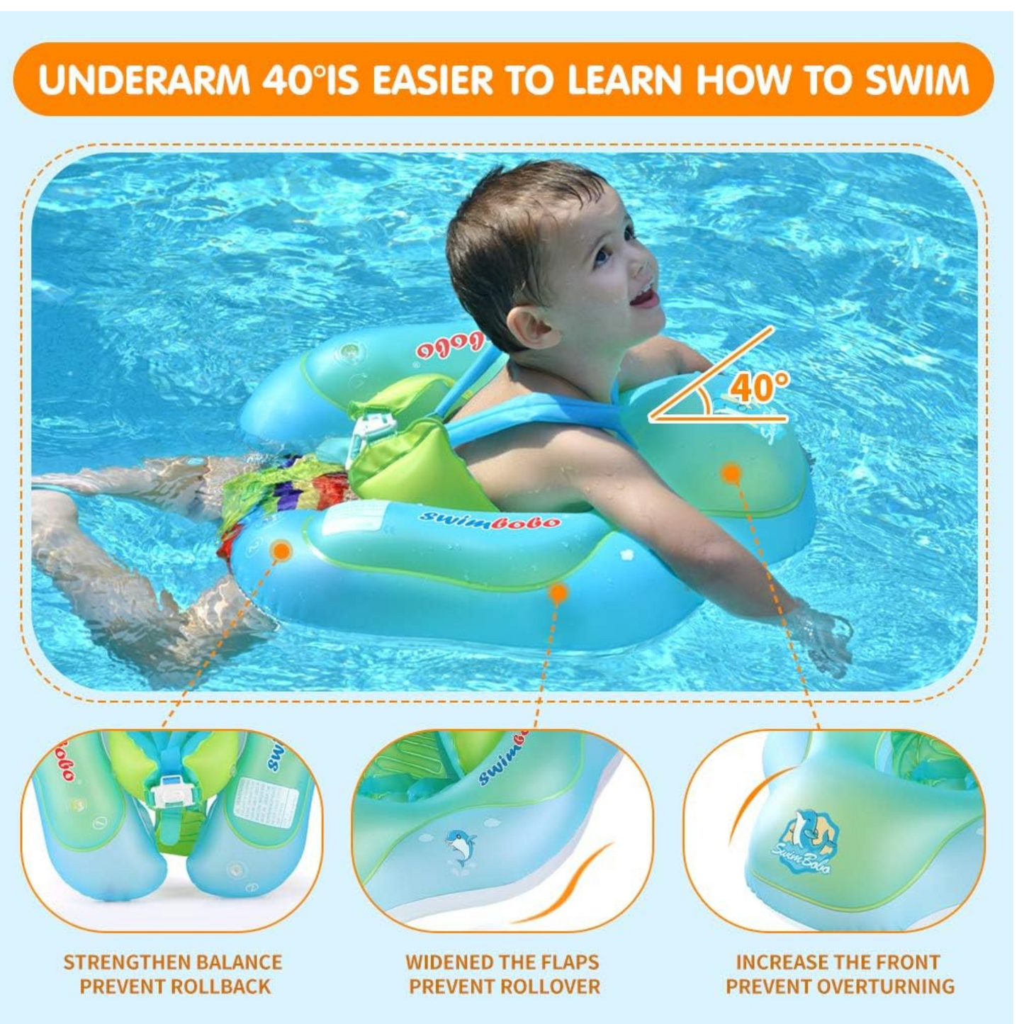 Inflatable Baby Swim Float with Sun Canopy ,Infant & Children Pool Floaties