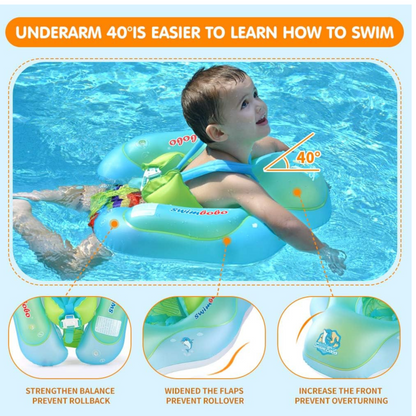 Inflatable Baby Pool Float with Sun Canopy – Green