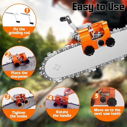 Portable Manual Chainsaw Sharpener with 30° Hand-Crank Grinder Jig