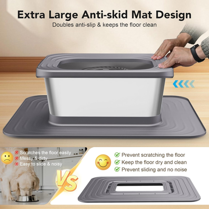 10 L Stainless Steel Dog Water Bowl with Non-Slip Silicone Mat