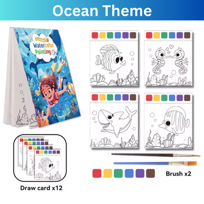 3-Pack Reusable Magic Water Colouring Books with 6 Brushes