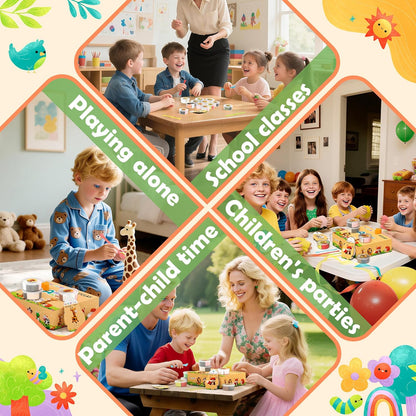 Kids Air-Dry Modelling Clay Kit with 12 Animal Themes & Sculpting Tools