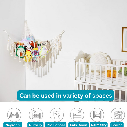 Handmade Macramé Stuffed Animal Hammock & Plush Toy Storage