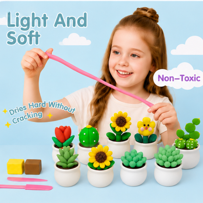 Kids DIY Air-Dry Clay Sunflower Craft Kit with Sculpting Tools