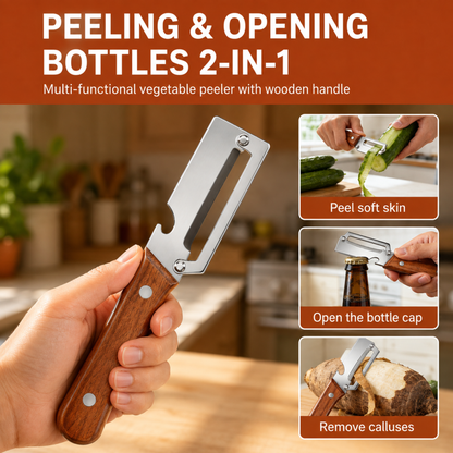 2-Pack Stainless Steel Vegetable Peelers with Bottle Opener