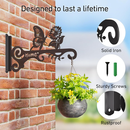 2-Pack Metal Wall Plant Hanger Hooks for Flowers & Bird Feeders