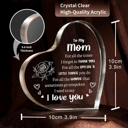 Mum Acrylic Keepsake Gift, 10 x 10 cm – Birthday & Christmas