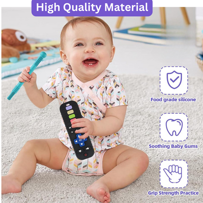 Silicone TV Remote Baby Teether Set with 3 Teething Tubes