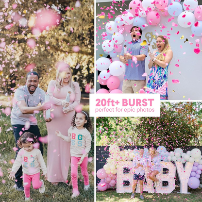Gender Reveal Party Kit: 2 Balloons & 2 Confetti Cannons – Pink