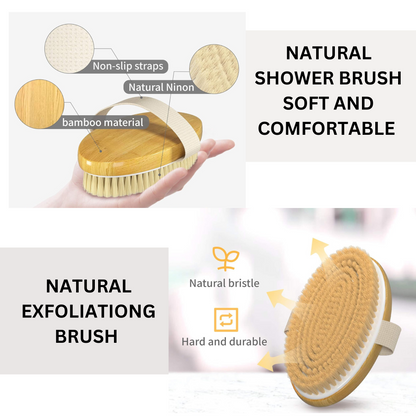 3-Piece Body Brush & Back Scrubber Set for Wet and Dry Shower Use